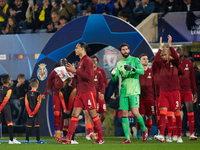 Liverpool players enter the pitch prior to the UEFA Champions League Semifinal Leg Two match between Villarreal CF and Liverpool FC at Estad...