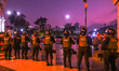 Members of the Riot Police seen at Plaza San Martín (English: San Martín Square) during a...