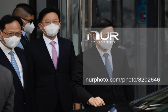 John Lee, Chief Executive elect leaving the liaison office on May 9, 2022 in Hong Kong, China. John Lee was elected as the next chief execut...