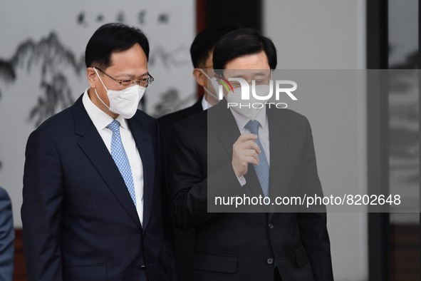 John Lee, Chief Executive elect leaving the liaison office on May 9, 2022 in Hong Kong, China. John Lee was elected as the next chief execut...