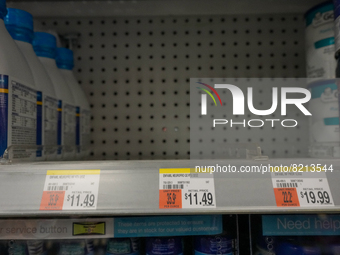 View of almost empty baby formula shelves at a Duane Reade in New York City, USA on Wednesday, May 11,  2022.

“The baby formula shortage is...