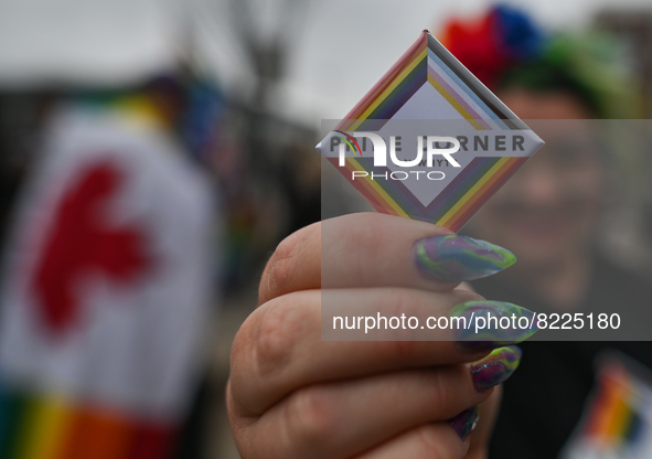 An activist holds a sign 'Pride Corner On Whyte'.
More than 100 local LGBTQ2S + supporters gathered Friday evening at the southeast corner o...