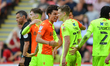 Brennan Johnson of Nottingham Forest celebrates with teammates after scoring a goal to ma...