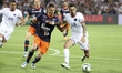 Angel Di Maria of PSG, Arnaud Souquet Montpellier (left) during the French championship Li...