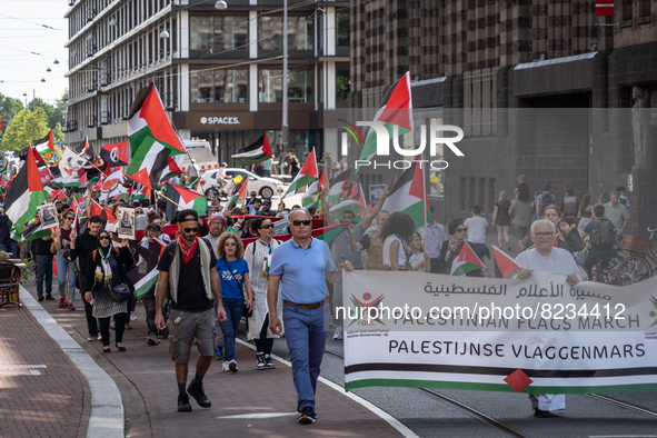 Protesters took to Amsterdam to remember the 74th anniversy of the Nakba and focused on the killing of journalist Shireen Abu Akleh, on May...