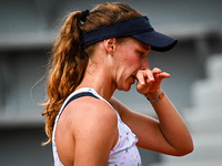 Jessika PONCHET of France looks dejected during the Qualifying Day one of Roland-Garros 2022, French Open 2022, Grand Slam tennis tournament...