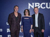 NEW YORK, NEW YORK - MAY 16: (L-R) Taylor Kinney, S. Epatha Merkerson and Jason Beghe attend the 2022 NBCUniversal Upfront at Mandarin Orien...