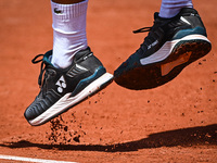 Detail of Yonex shoes during the Qualifying Day one of Roland-Garros 2022, French Open 2022, Grand Slam tennis tournament on May 16, 2022 at...