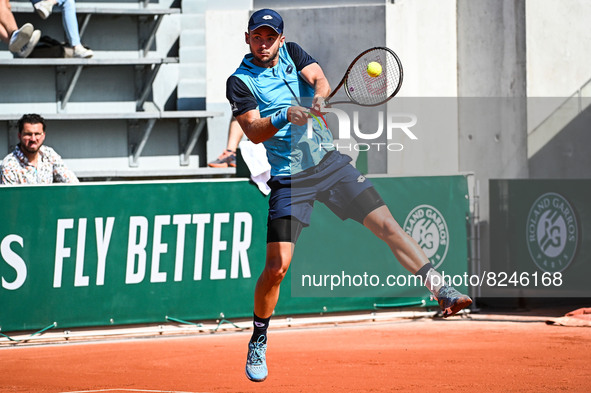 Enzo COUACAUD of France during the Qualifying Day two of Roland-Garros 2022, French Open 2022, Grand Slam tennis tournament on May 17, 2022...