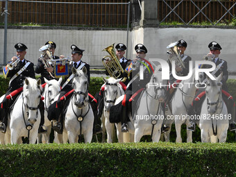 Band of the Carabinieri during the press conference for the presentation of the 89° CSIO di Roma Piazza di Siena - Master d'Inzeo, 17 May 20...