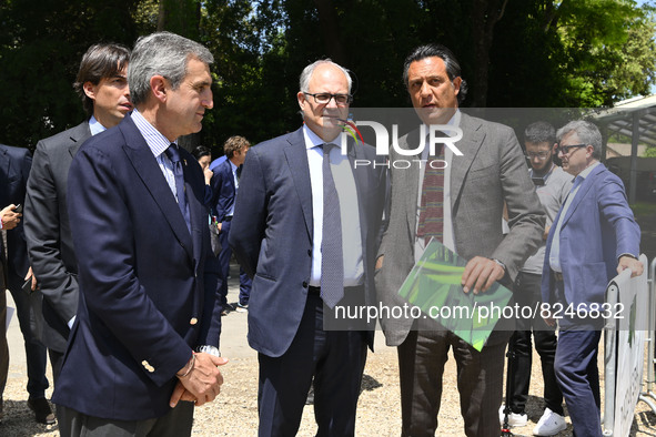 Roberto Gualtieri Mayor of Rome and Diego Nepi Molineris General Manager Sport e Salute S.p.A. during the press conference for the presentat...