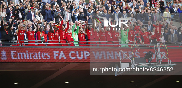 Liverpool Team with FA Cup Trophyduring FA Cup Final between Chelsea and Liverpool at Wembley Stadium , London, UK 14th May , 2022
 