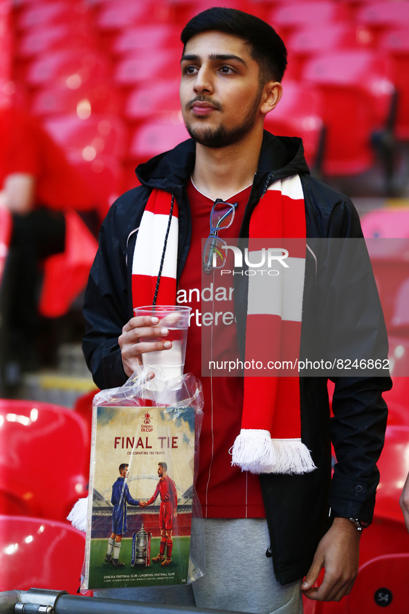  Liverpool fan with FACup programme during FA Cup Final between Chelsea and Liverpool at Wembley Stadium , London, UK 14th May , 2022
 