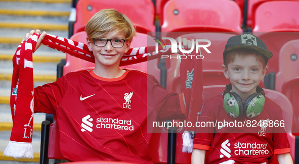  Young Liverpool Fansduring FA Cup Final between Chelsea and Liverpool at Wembley Stadium , London, UK 14th May , 2022
 