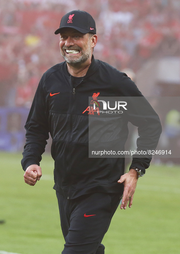 Liverpool manager Jurgen Klopp  during FA Cup Final between Chelsea and Liverpool at Wembley Stadium , London, UK 14th May , 2022
 