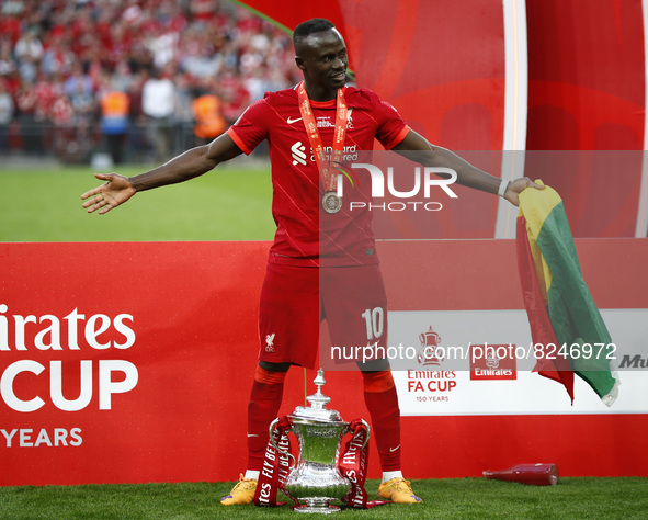 Liverpool's Sadio Mane with the FA Cup after their sides 6-5 penalty shoot-out after a 0-0 draw in normal time FA Cup Final between Chelsea...