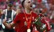  Liverpool's Diogo Jota holds the FA Cup after their sides 6-5 penalty shoot-out after a 0...