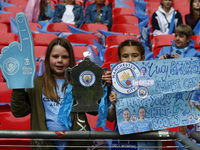 LONDON, ENGLAND - MAY 15:Manchester City Fans before  Women's FA Cup Final between Chelsea Women and Manchester City Women  at Wembley Stadi...