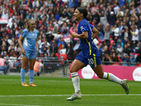 LONDON, ENGLAND - MAY 15:Chelsea Women Sam Kerr celebrates her goal during Women's FA Cup Final between Chelsea Women and Manchester City Wo...