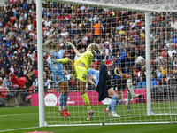 LONDON, ENGLAND - MAY 15:Chelsea Women Sam Kerr scores during Women's FA Cup Final between Chelsea Women and Manchester City Women  at Wembl...