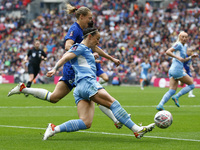 LONDON, ENGLAND - MAY 15:L-R Lucy Bronze of Manchester City WFC  takes on Chelsea Women Magdalena Eriksson during Women's FA Cup Final betwe...