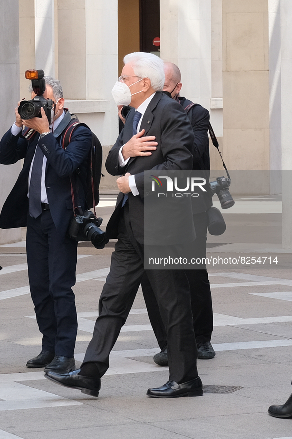 the arrival of the President of the Italian Republic Sergio Mattarella during the ceremony for the 800th anniversary of the University of Pa...