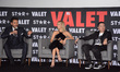 (L-R) Actress Samara Weaving, Eugenio Derbez, Armando Hernndez  speak during   The Valet f...