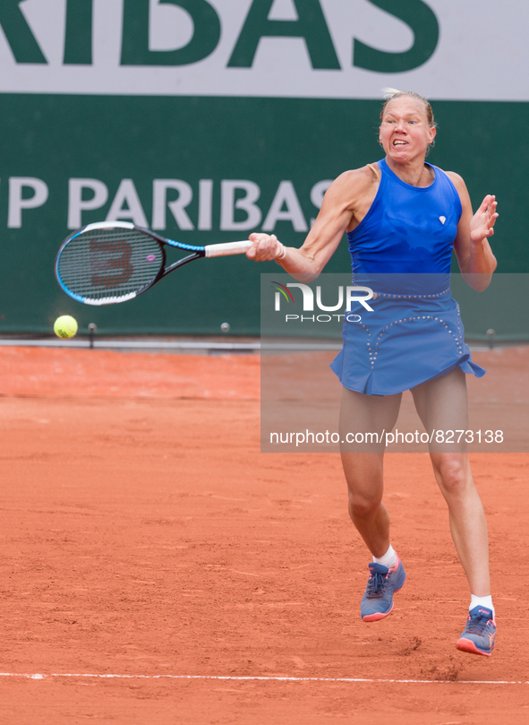 Kaia Kanepi (EST) on day one of the Roland-Garros Open tennis tournament in Paris on May 22, 2022.  