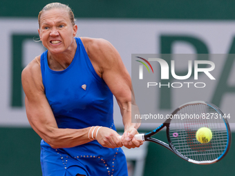 Kaia Kanepi (EST) on day one of the Roland-Garros Open tennis tournament in Paris on May 22, 2022.  (