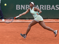 Sloane Stephens (USA) on day one of the Roland-Garros Open tennis tournament in Paris on May 22, 2022.  (