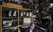 Palestinian craftsman Zakaria El Gayyar,85, works in his workshop to repair sewing machine...