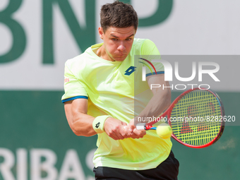Kamil Majchrzak (POL) during the day two of he Roland-Garros Open tennis tournament in Paris, France, on May 23, 2022. (