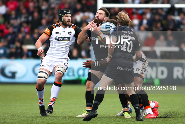  Newcastle Falcon's Gary Graham  is tackled by Leicester Tiger's Nemani Nadolo during the Gallagher Premiership match between Newcastle Falc...