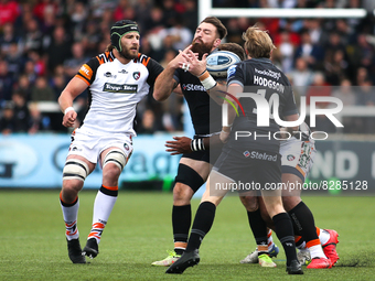  Newcastle Falcon's Gary Graham  is tackled by Leicester Tiger's Nemani Nadolo during the Gallagher Premiership match between Newcastle Falc...