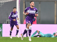 Cristiano Biraghi (Fiorentina) celebrates after scoring a goal during the italian soccer Serie A match ACF Fiorentina vs Genoa CFC on Januar...