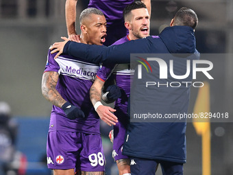ACF Fiorentina players celebrate after a goal during the italian soccer Serie A match ACF Fiorentina vs Genoa CFC on January 17, 2022 at the...
