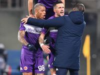ACF Fiorentina players celebrate after a goal during the italian soccer Serie A match ACF Fiorentina vs Genoa CFC on January 17, 2022 at the...