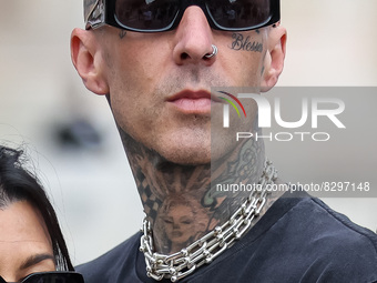 Travis Barker is seen at Piazza Duomo on May 26, 2022 in Milan, Italy (