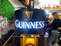 Guinness logo is seen in a bar in Krakow, Poland on May 23, 2022. (