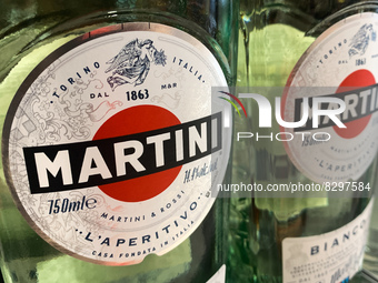 Martini bottles are seen  in a supermarket in Krakow, Poland on May 24, 2022. (