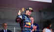 Sergio Perez of Red Bull Racing Honda celebrate after the race of Monaco Grand Prix in Mon...