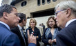 Arriving of the research State secretary Thierry Mandon (middle) at the Lyon s train stati...