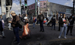 Public transport users on foot after concessioned transport workers in Mexico City blocked...