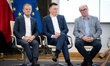Donald Tusk, Szymon Holownia, Wlodzimierz Czarzasty during a meeting at which Polish oppos...