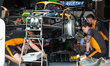 McLaren F1 Team MCL36, mechanical detail of mechanics working in the garage, box, during t...
