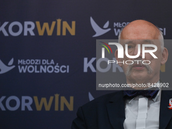 Janusz Korwin-Mikke, the chairman of the party KORWiN, during a meeting with supporters in Rzeszow.
On Monday, June 20, 2022, in Rzeszow, Po...
