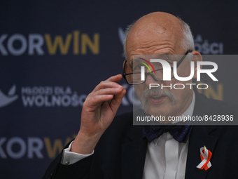 Janusz Korwin-Mikke, the chairman of the party KORWiN, during a meeting with supporters in Rzeszow.
On Monday, June 20, 2022, in Rzeszow, Po...