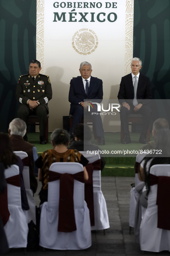 Mexican President, Andres Manuel Lopez Obrado,  Secretary of National Defense Luis Crescencio Sandoval, State of Mexico Governor Alfredo del...