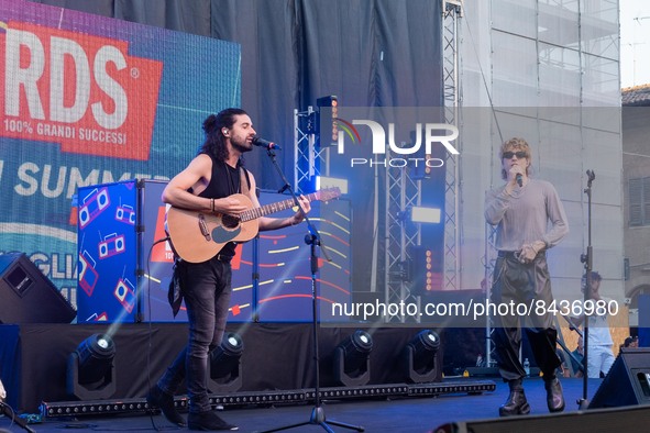 Fre Monti e Irama during the Italian singer Music Concert Irama - RDS on summer on June 19, 2022 at the Rotonda a mare in Senigallia (AN), I...