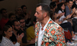 The Portuguese fashion designer Nuno Gama acknowledges cheers after presenting the Spring/...
